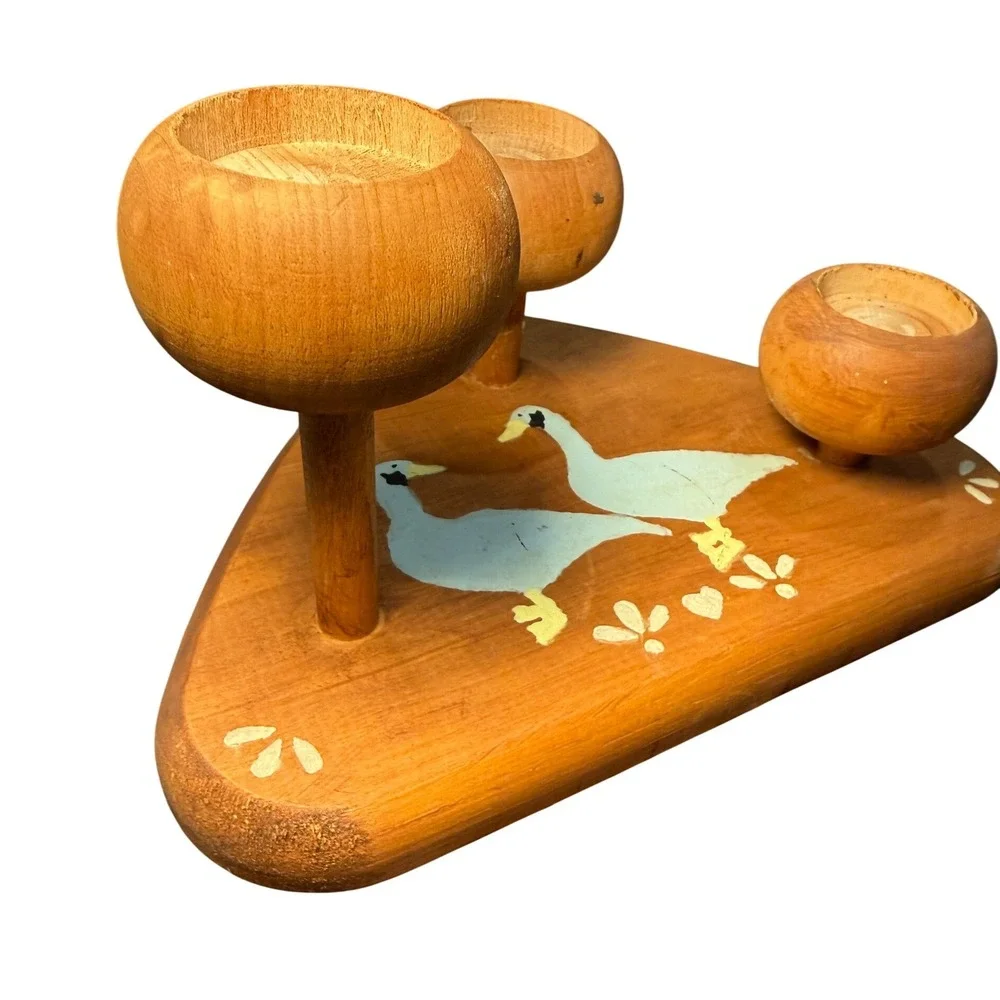 Vintage‎ Wooden Duck Wall Hooks Rack Folk Art Farmhouse Cottage Decor